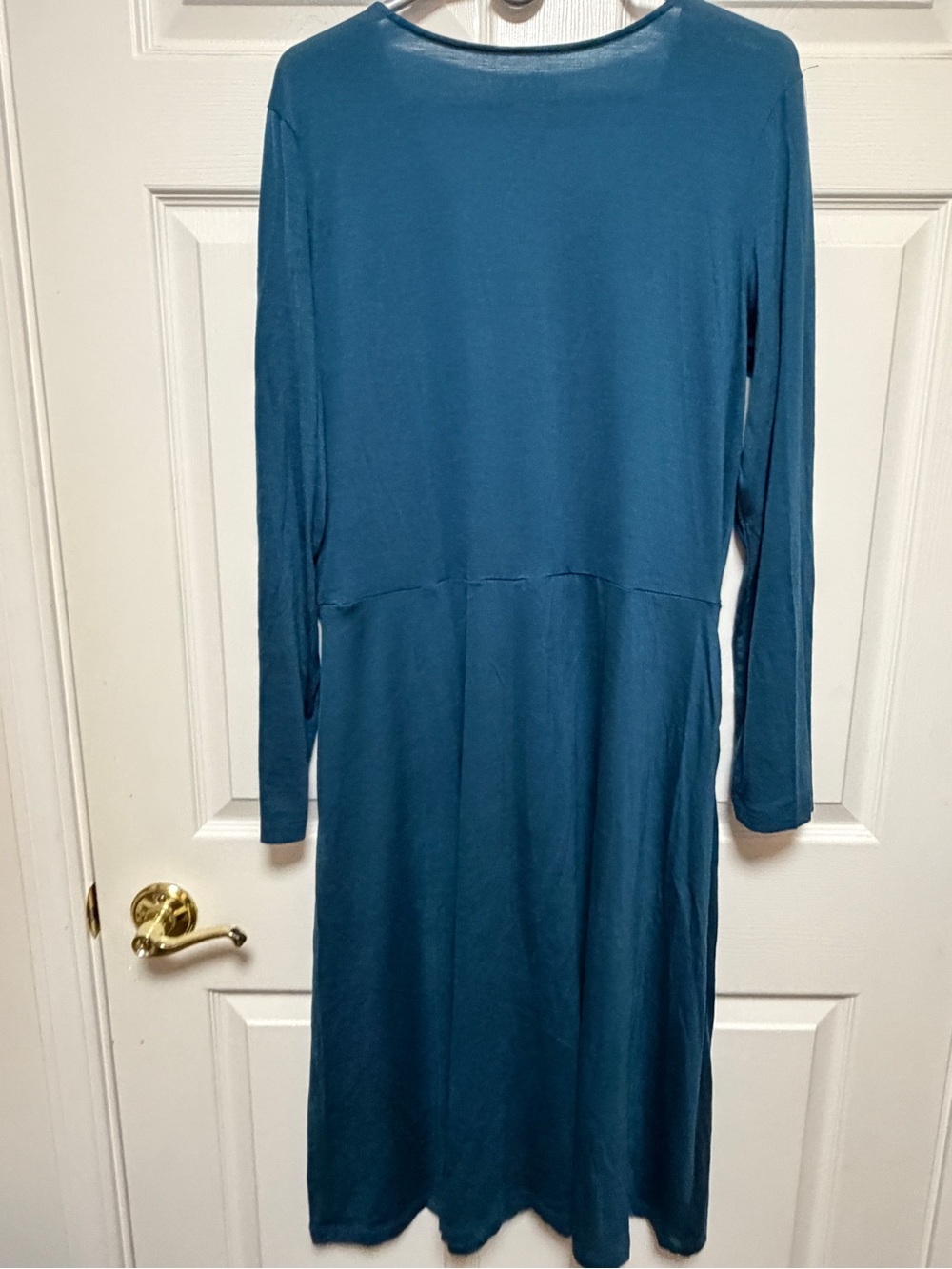 Talia Signature 160 Long-Sleeve V-Neck A-Line Dress in Aegean Teal - Picture 5 of 9